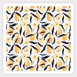 Pretty yellow pear pattern with black leaves Sticker